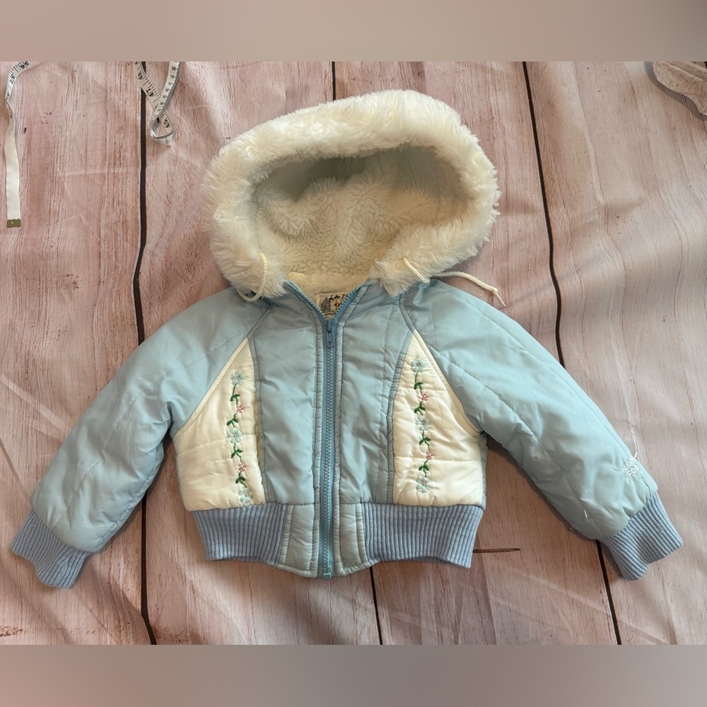 Toddler girl size 4 vintage 1980s London fog coat jacket embroidered